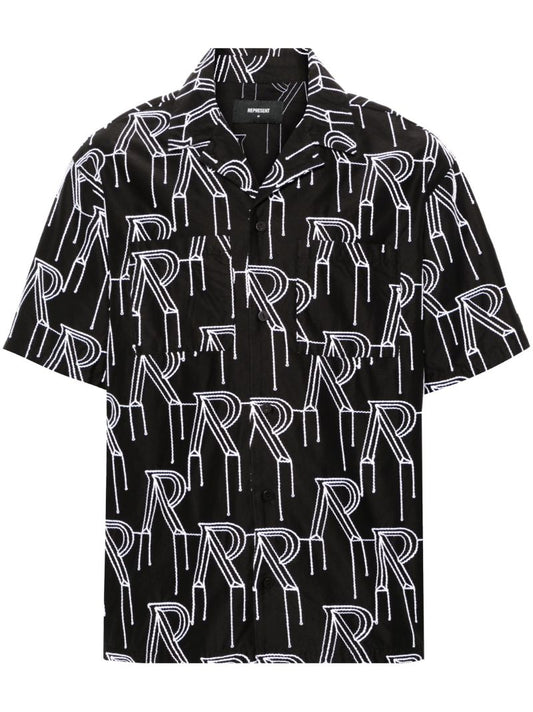 Black Logo-embroidered Cotton Shirt