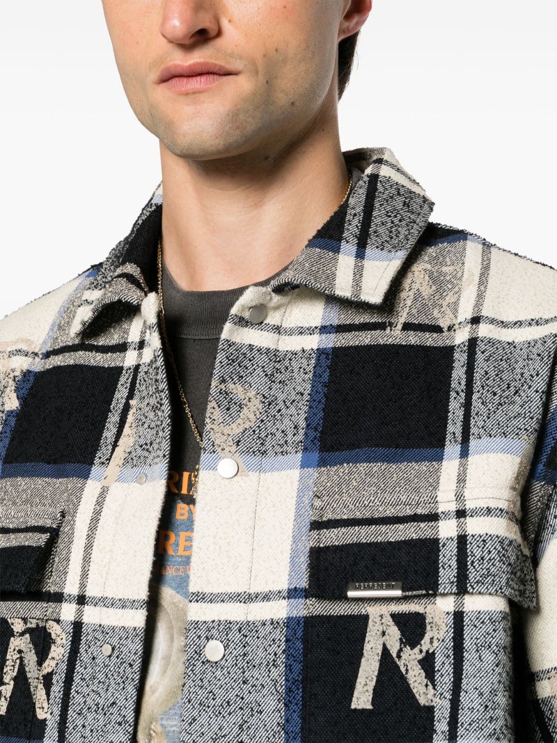 Blue Check-print Flannel Shirt