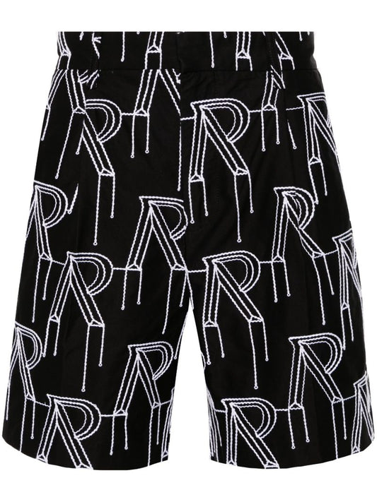 Black Logo-embroidered Tailored Shorts