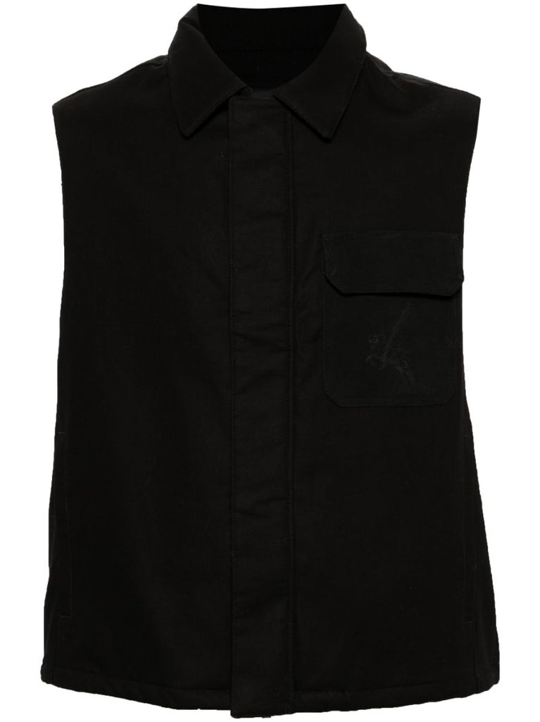 Black Padded Cotton Gilet