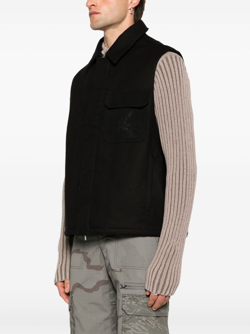 Black Padded Cotton Gilet
