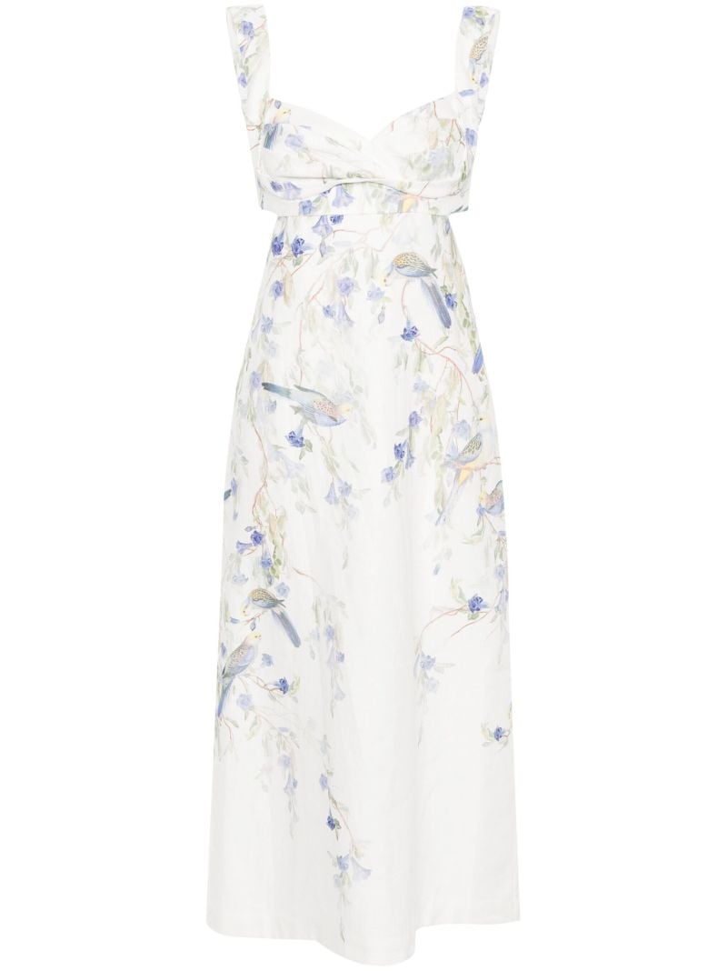 White Natura Linen Midi Dress