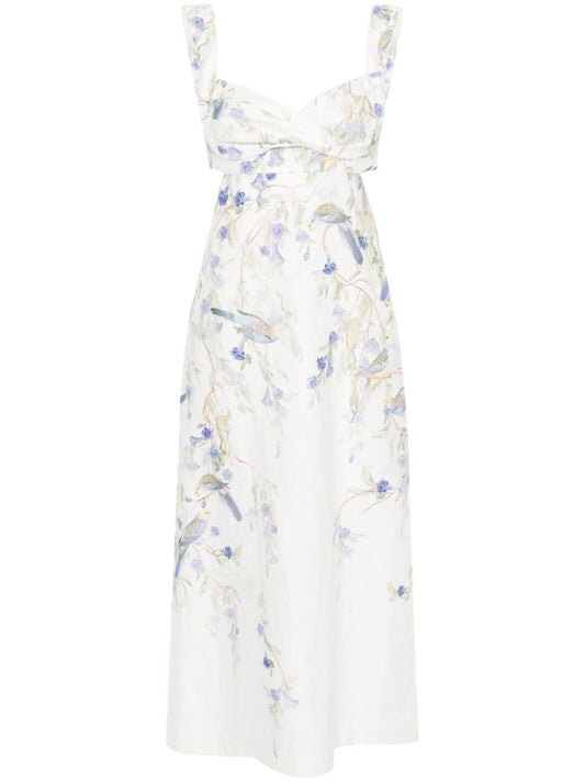White Natura Linen Midi Dress