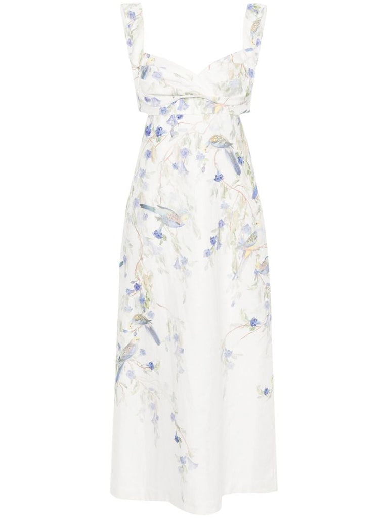 White Natura Linen Midi Dress