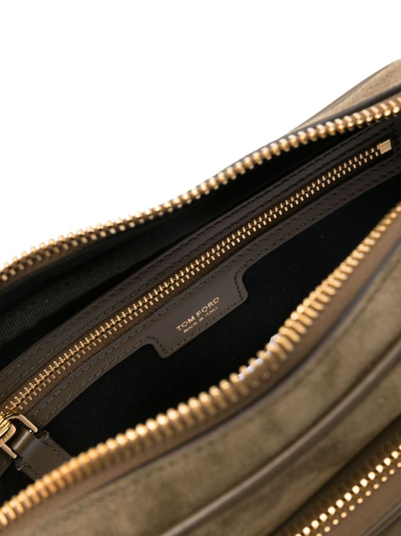 Green Logo-appliquÃ_x0083_Â© Suede Shoulder Bag