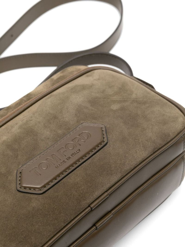 Green Logo-appliquÃ_x0083_Â© Suede Shoulder Bag