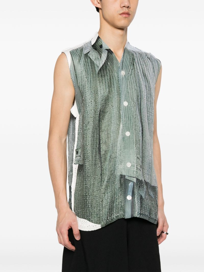 Green Asymmetric Knitted Shirt
