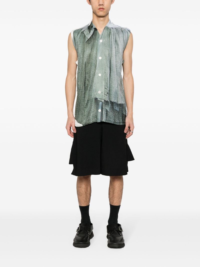 Green Asymmetric Knitted Shirt