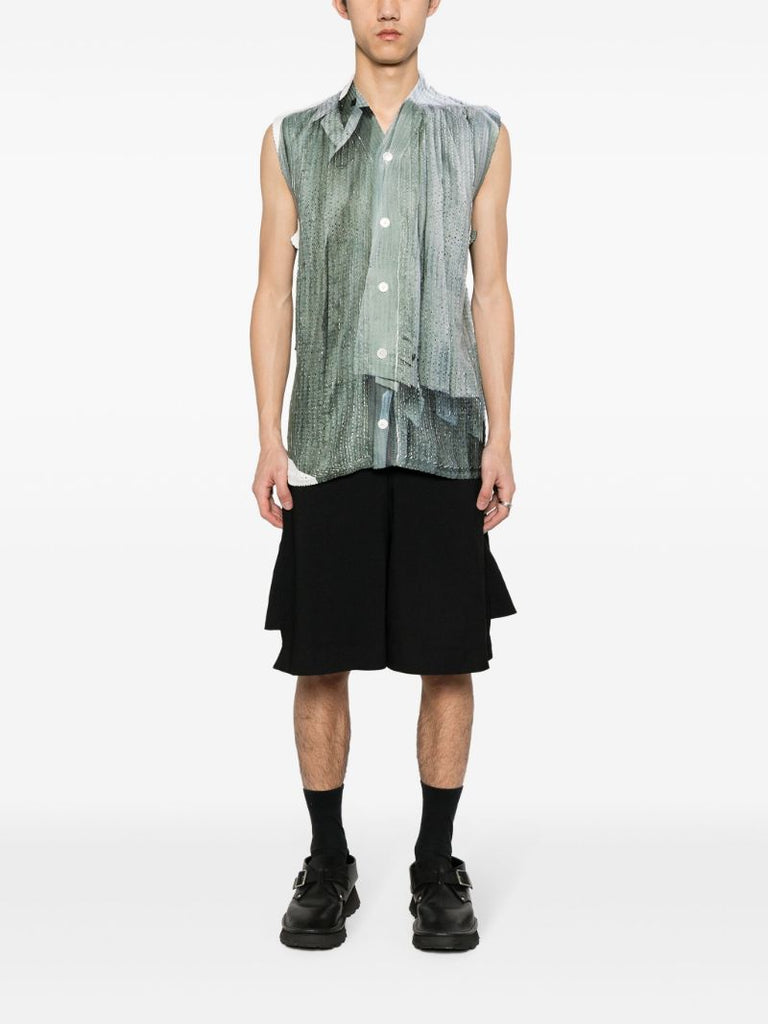 Green Asymmetric Knitted Shirt