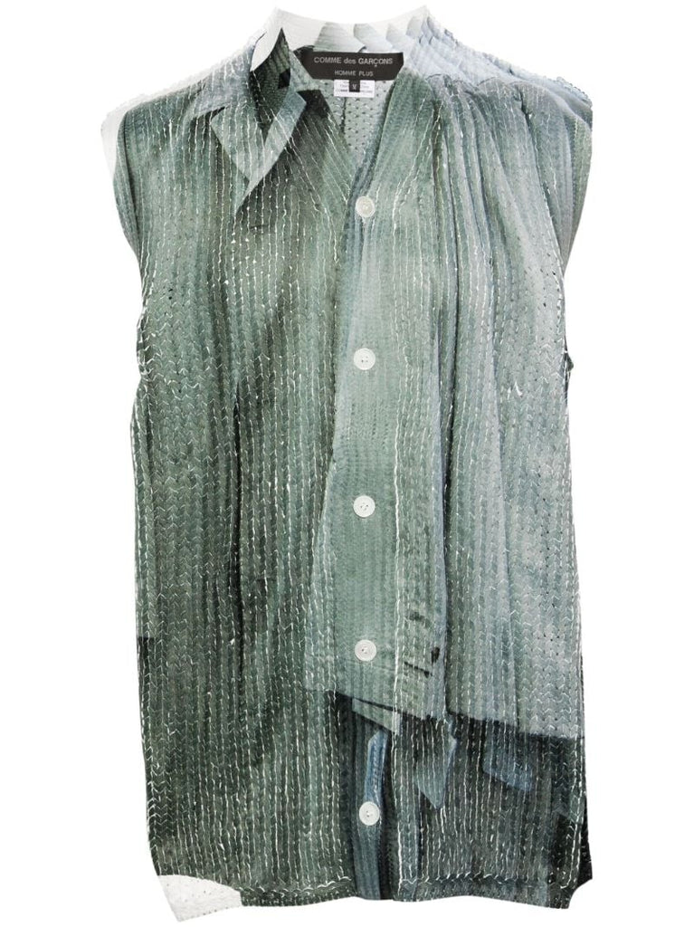 Green Asymmetric Knitted Shirt