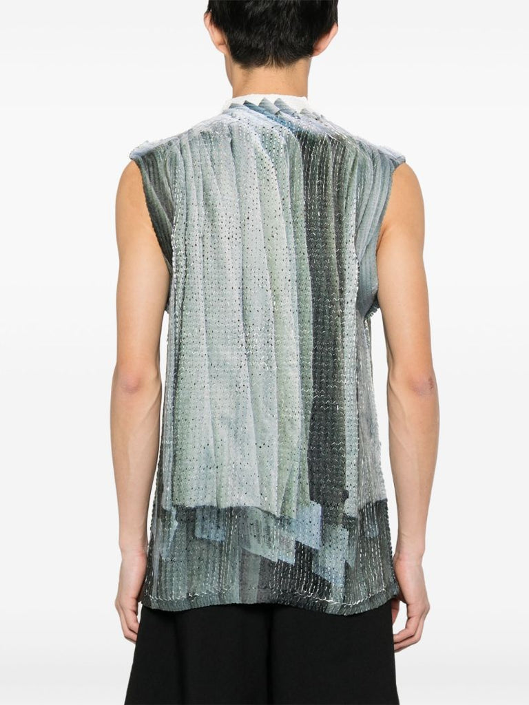 Green Asymmetric Knitted Shirt