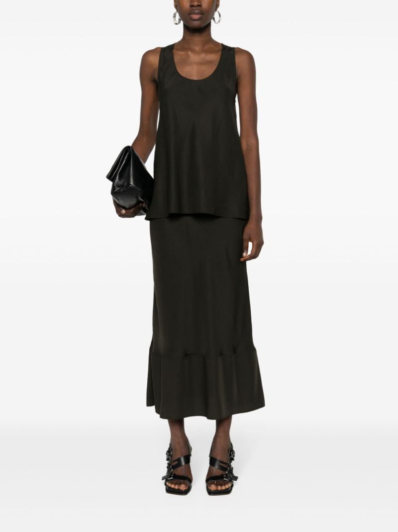 Black Lyocell Midi Skirt