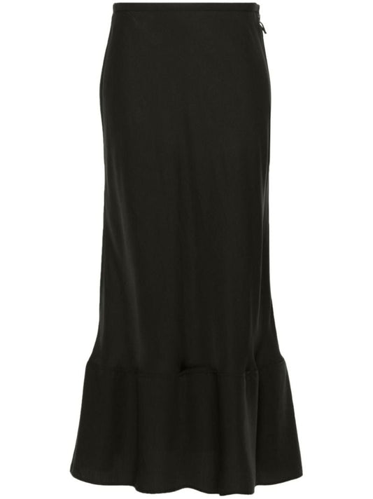 Black Lyocell Midi Skirt