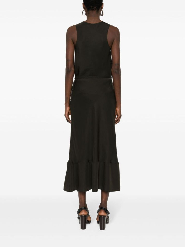Black Lyocell Midi Skirt