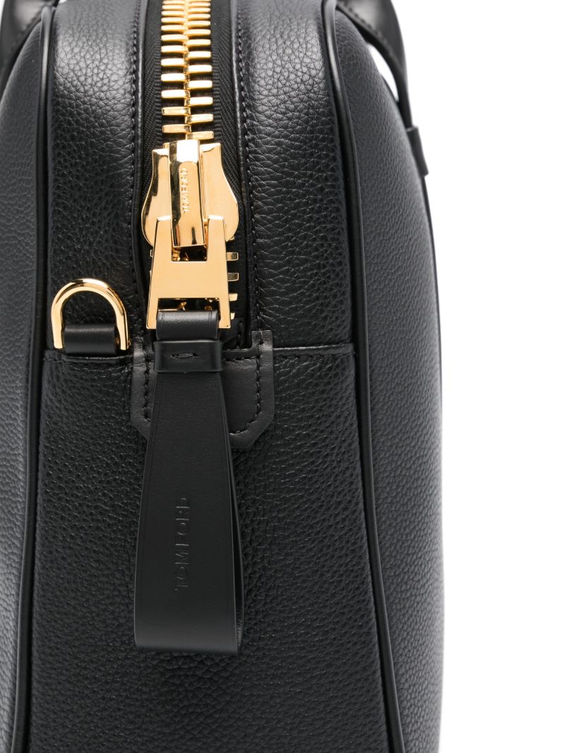 Blackgrained Leather Tote Bag