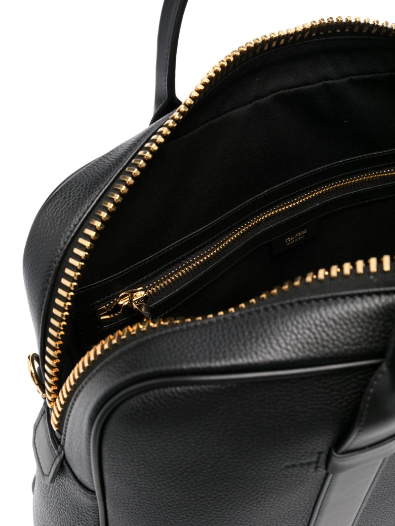 Blackgrained Leather Tote Bag