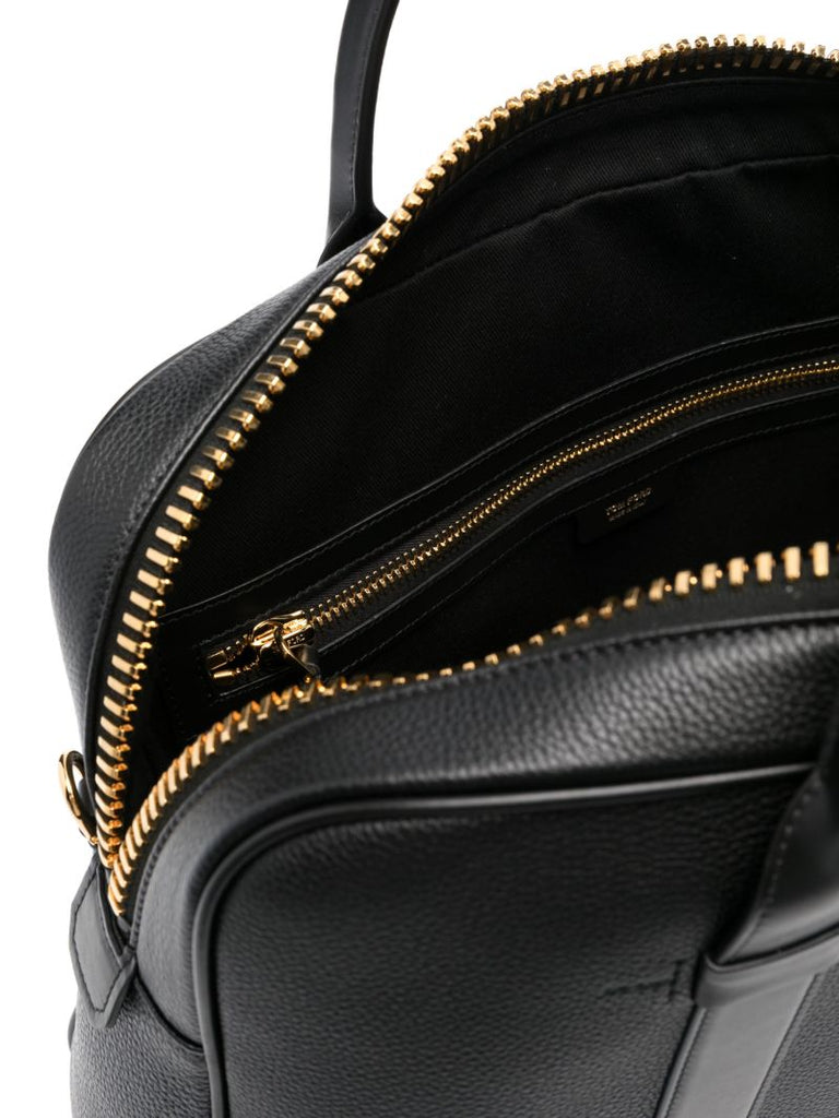 Blackgrained Leather Tote Bag