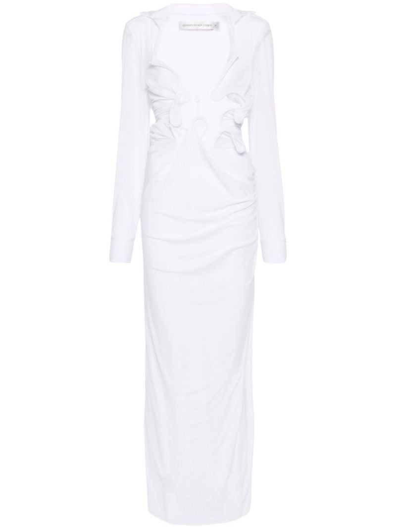 White Venus Plunge Maxi Dress