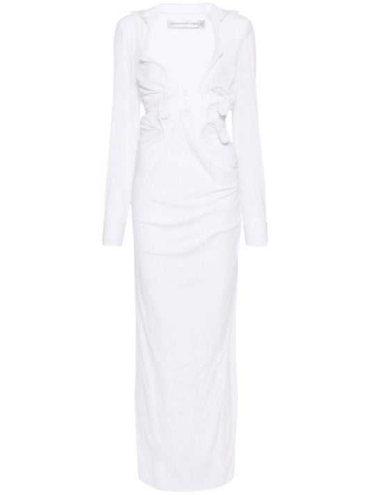 White Venus Plunge Maxi Dress