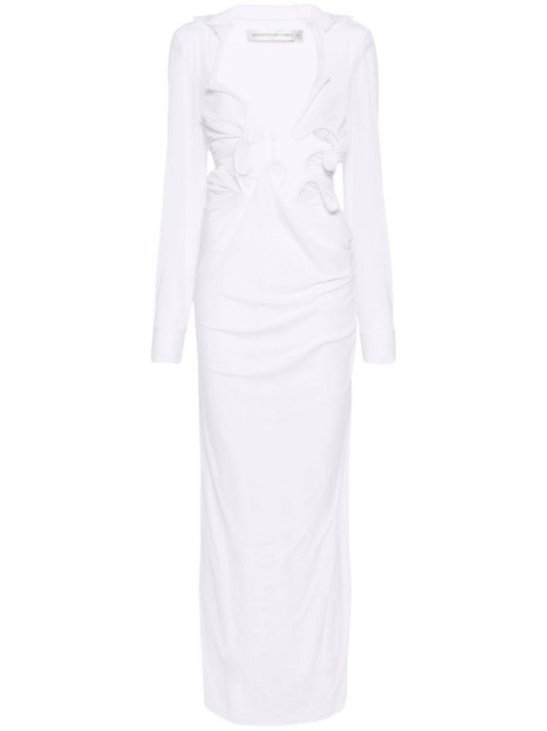 White Venus Plunge Maxi Dress