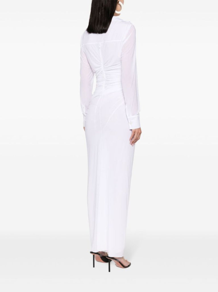 White Venus Plunge Maxi Dress