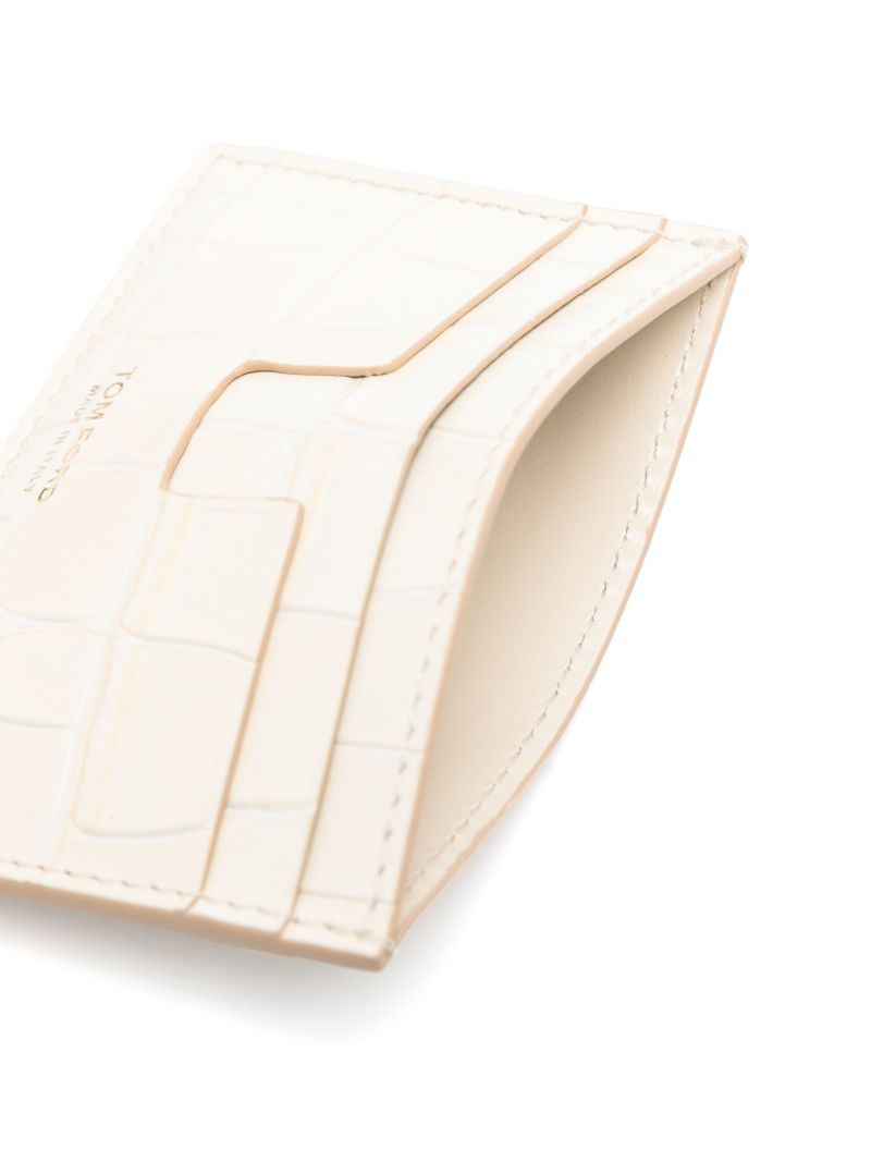 White Crocodile-effect Leather Wallet