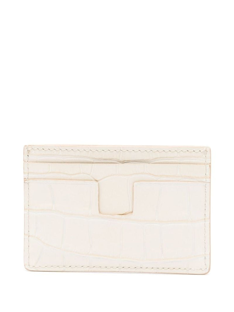 White Crocodile-effect Leather Wallet