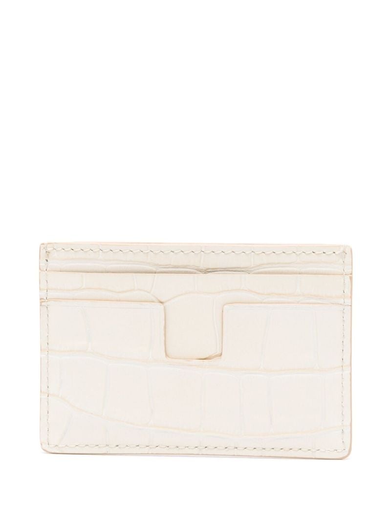 White Crocodile-effect Leather Wallet