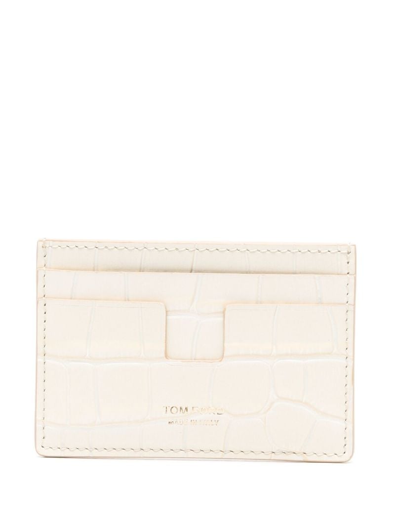 White Crocodile-effect Leather Wallet