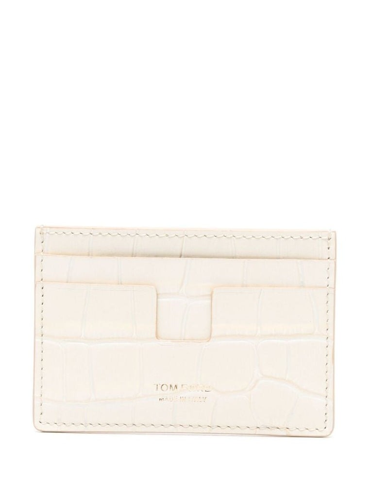 White Crocodile-effect Leather Wallet