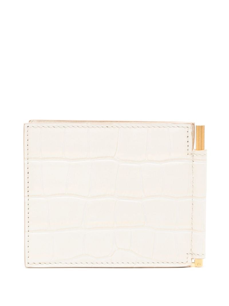 White Crocodile-effect Leather Card Holder