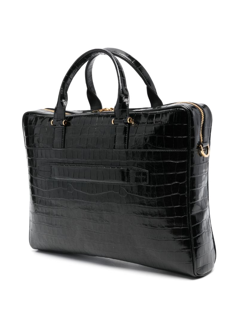 Black Crocodile-effect Laptop Bag