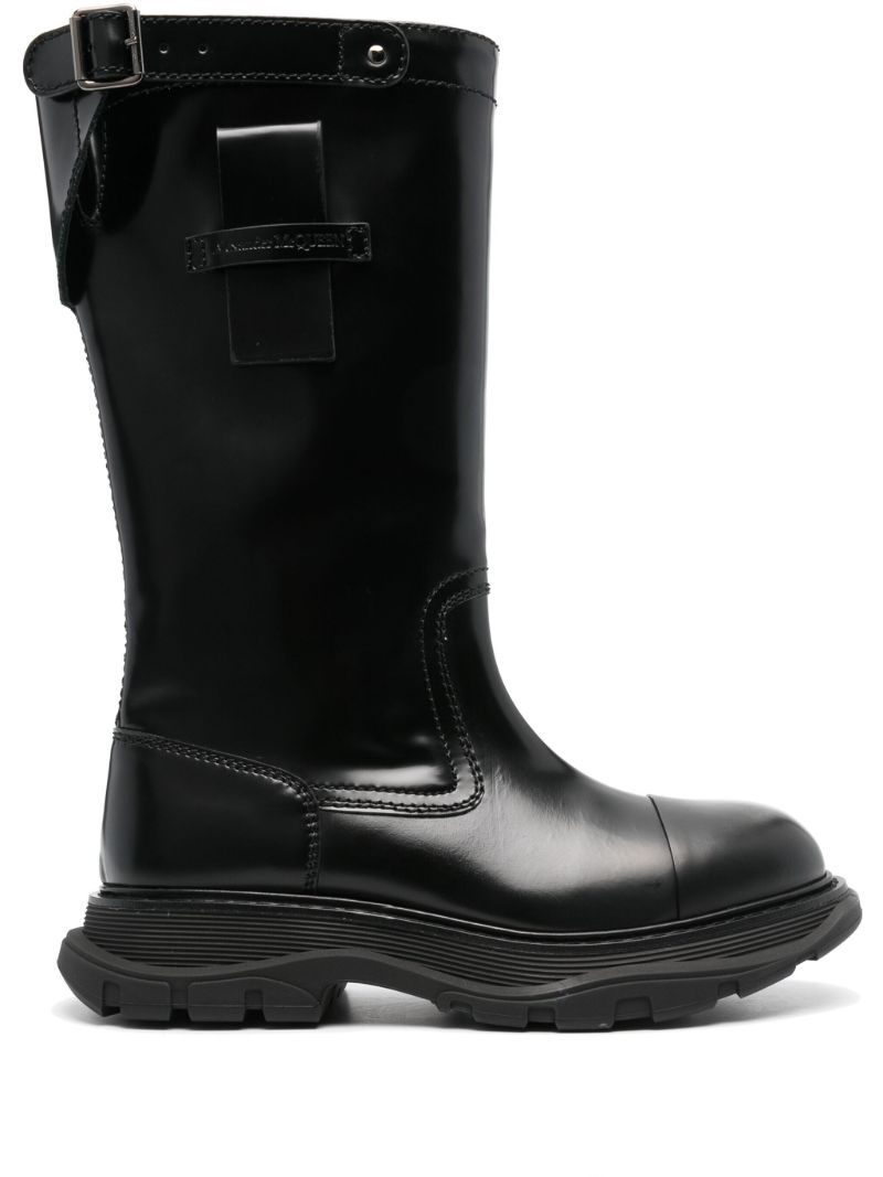 Black Tread Leather Boots