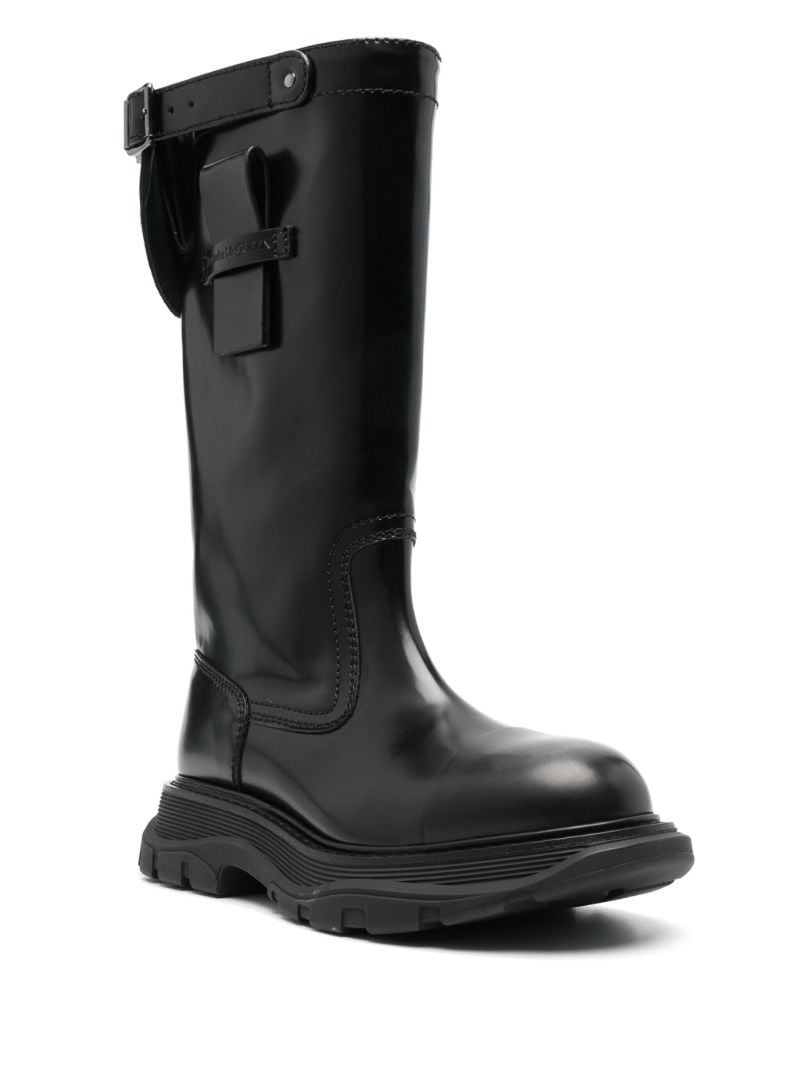 Black Tread Leather Boots