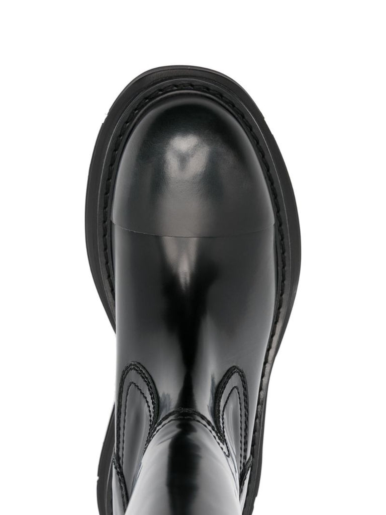 Black Tread Leather Boots