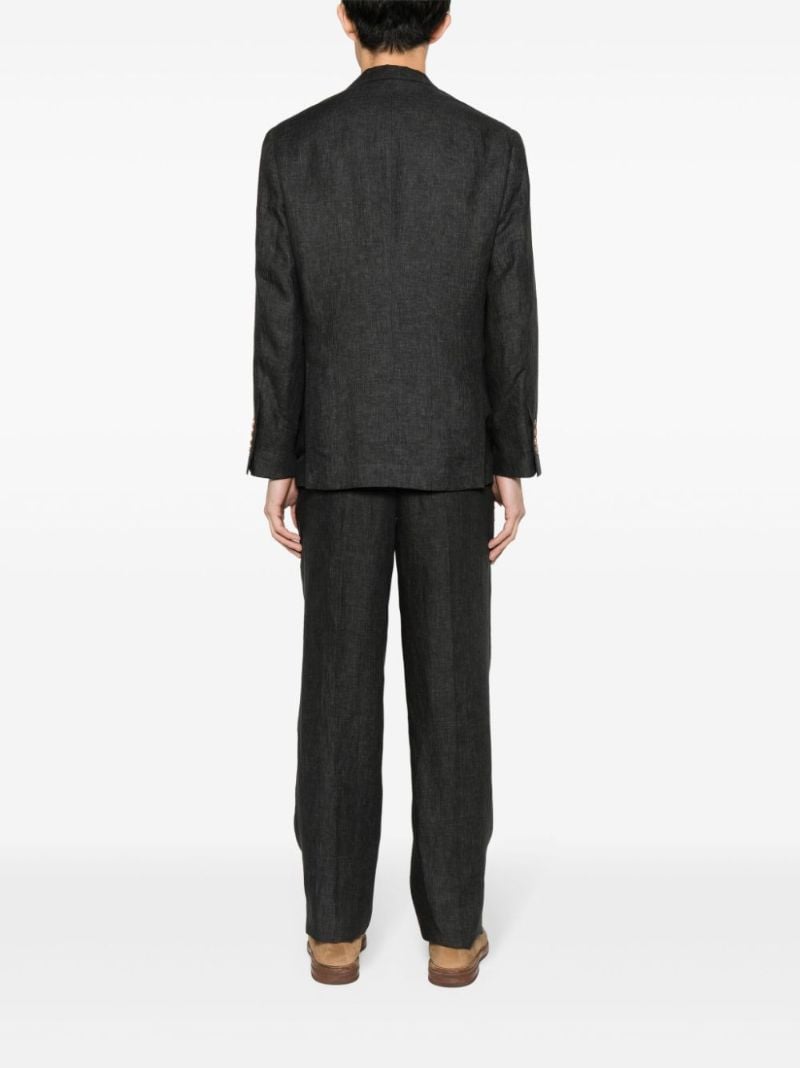 Grey Single-breasted Linen Suit