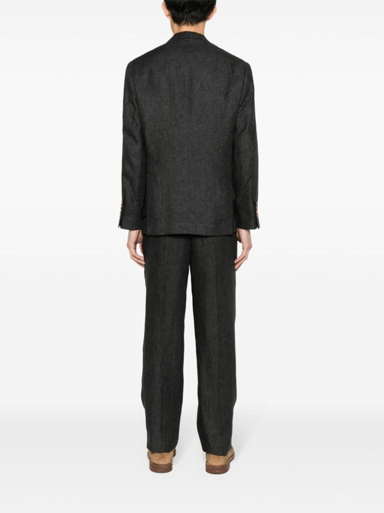 Grey Single-breasted Linen Suit