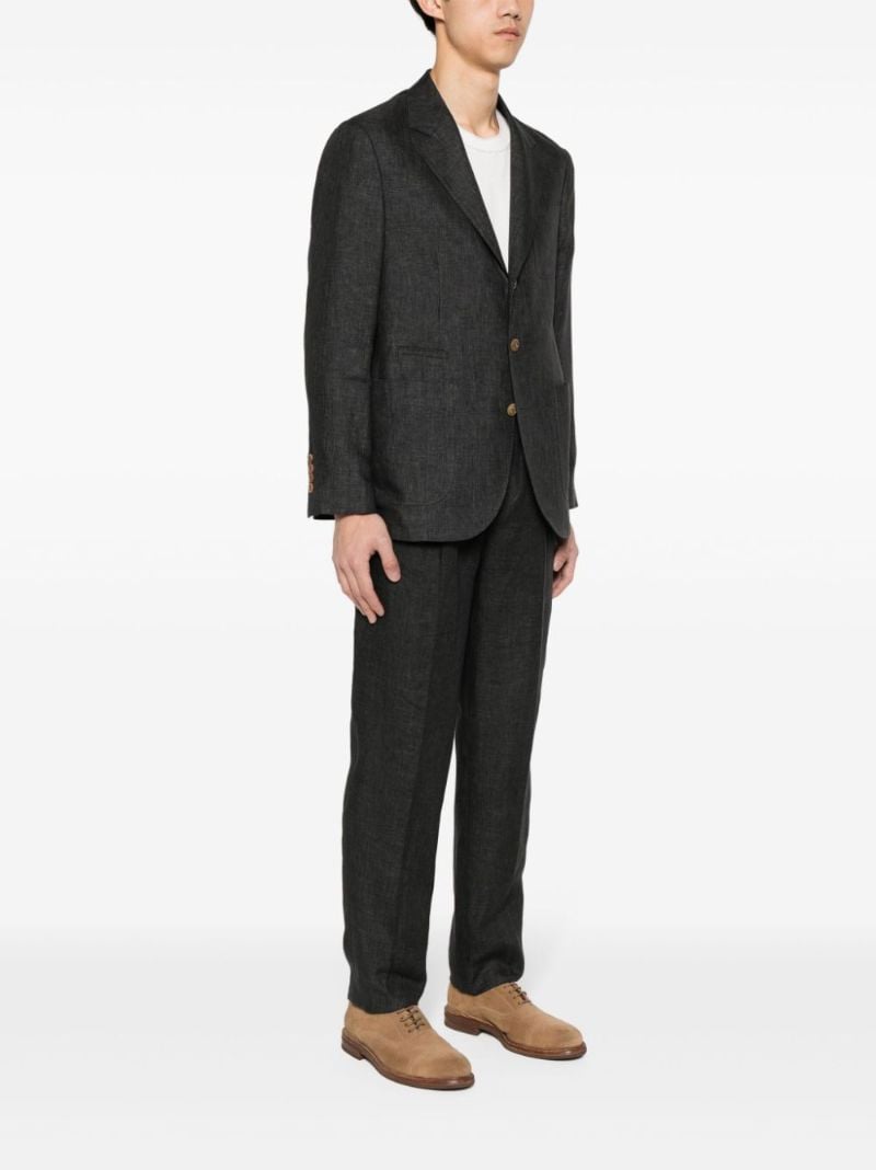 Grey Single-breasted Linen Suit