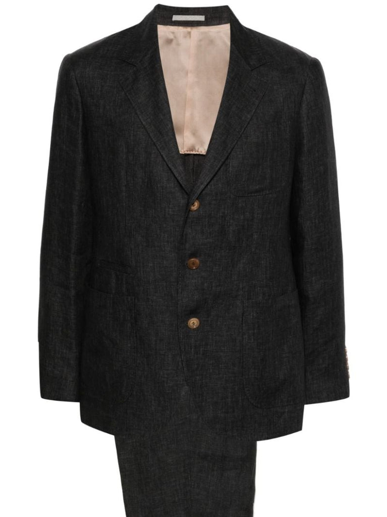 Grey Single-breasted Linen Suit