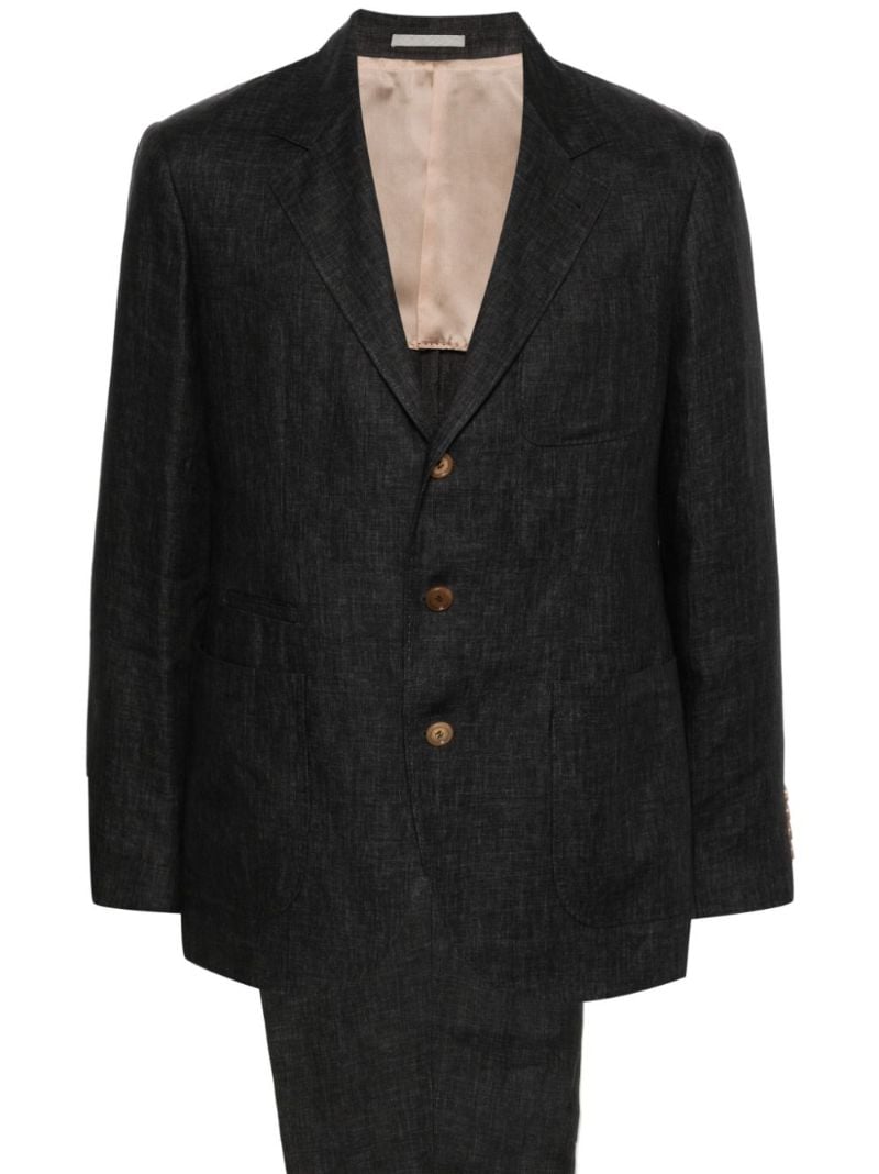 Grey Single-breasted Linen Suit