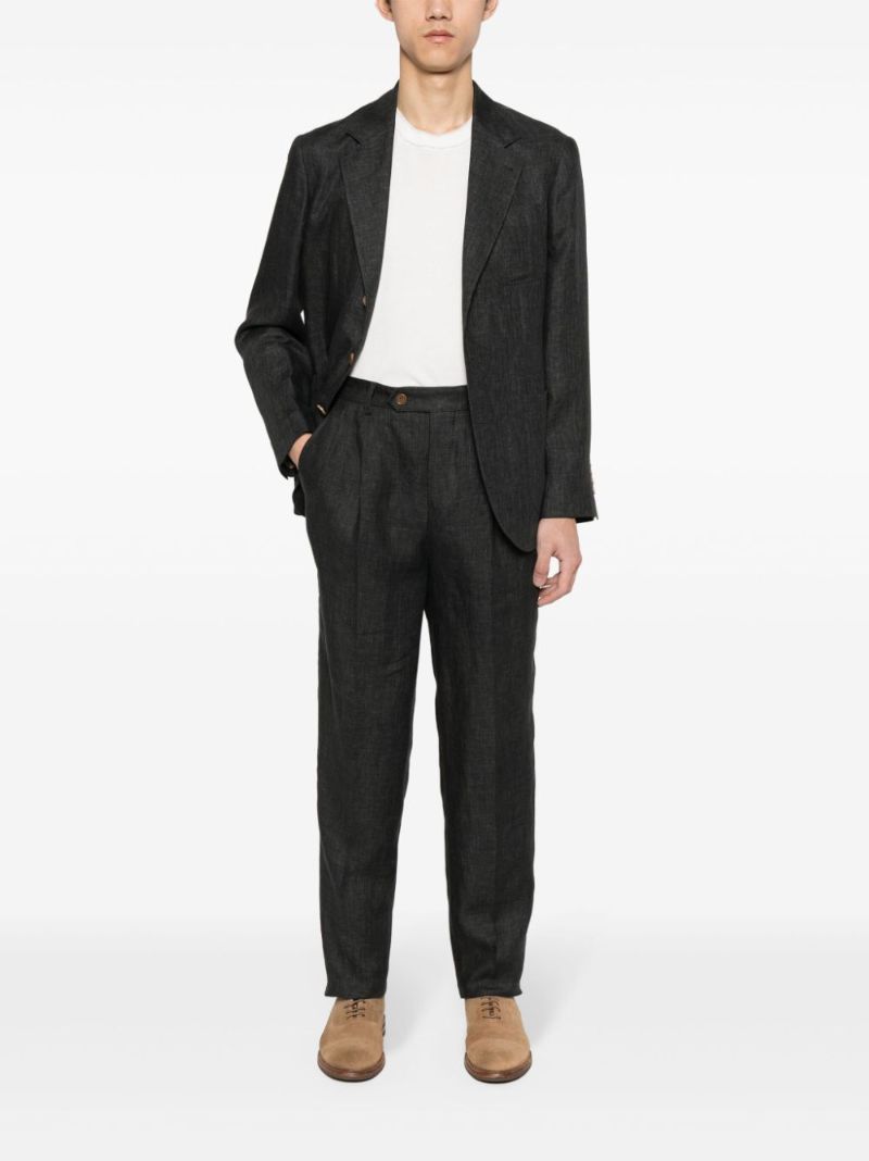 Grey Single-breasted Linen Suit