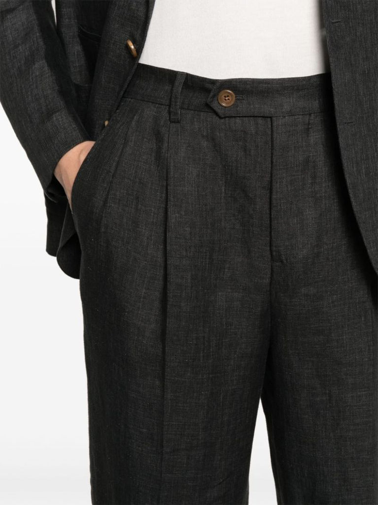 Grey Single-breasted Linen Suit