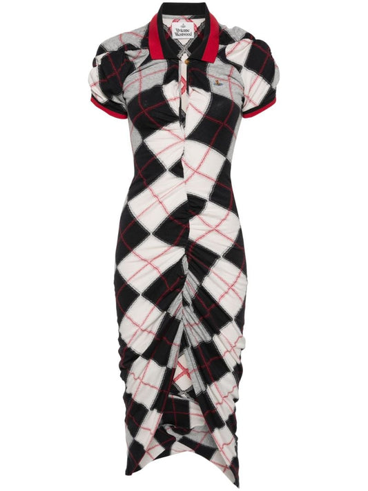 Grey Pulling Argyle-jacquard Dress