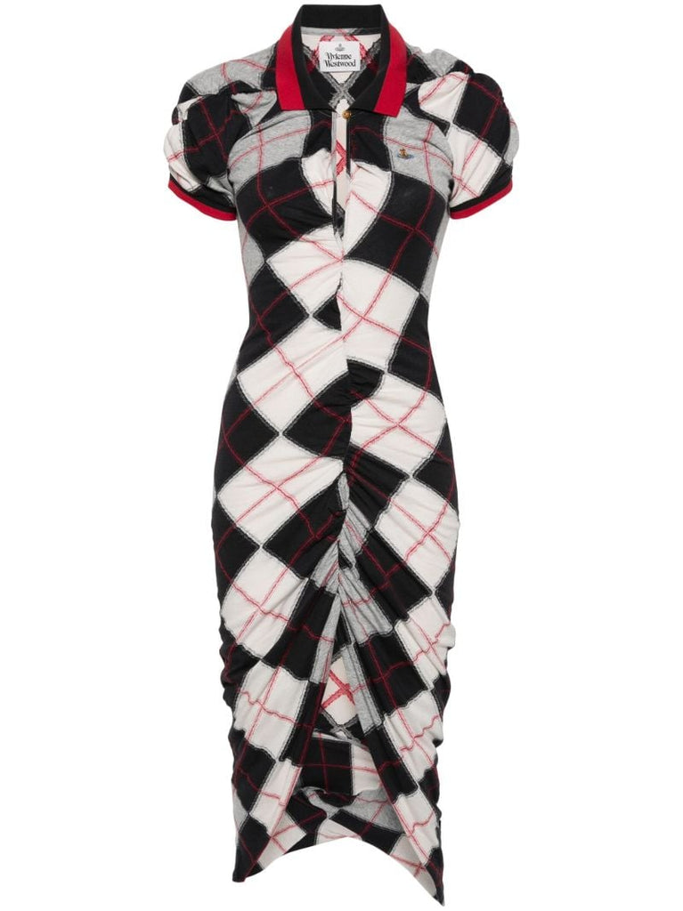 Grey Pulling Argyle-jacquard Dress
