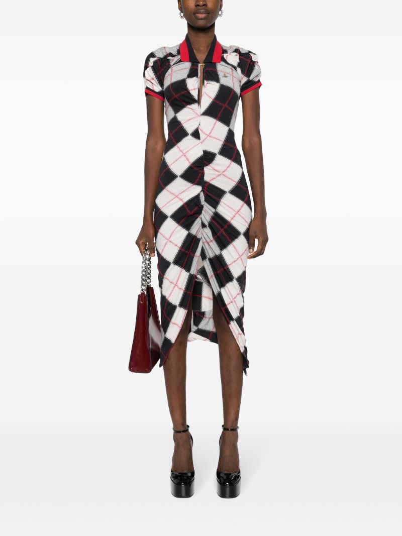 Grey Pulling Argyle-jacquard Dress