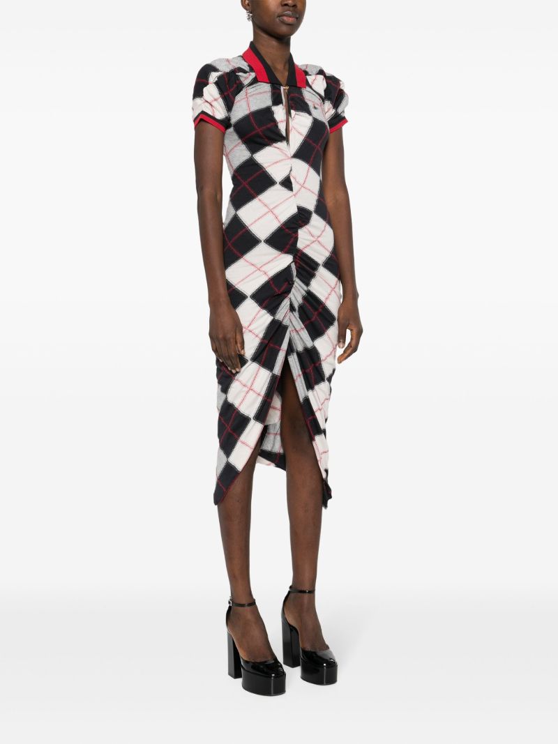 Grey Pulling Argyle-jacquard Dress
