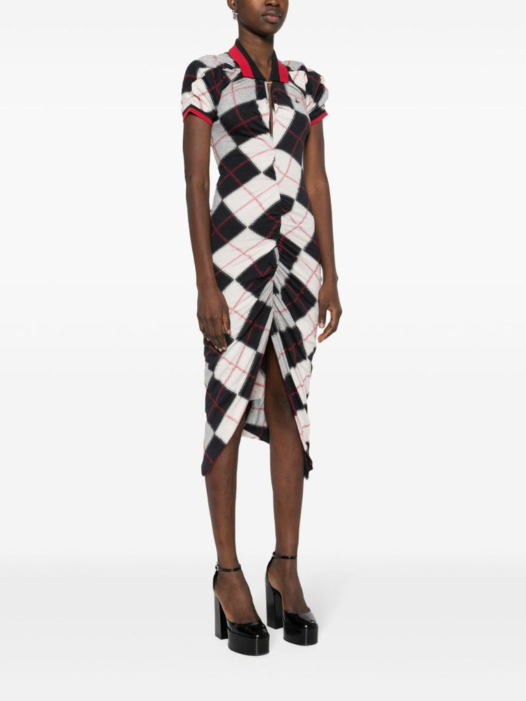 Grey Pulling Argyle-jacquard Dress