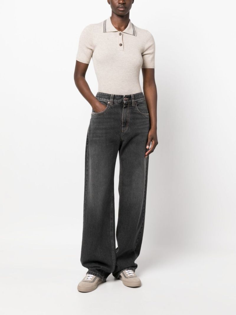 Grey High-rise Wide-leg Jeans