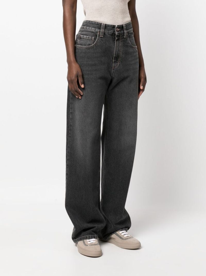 Grey High-rise Wide-leg Jeans