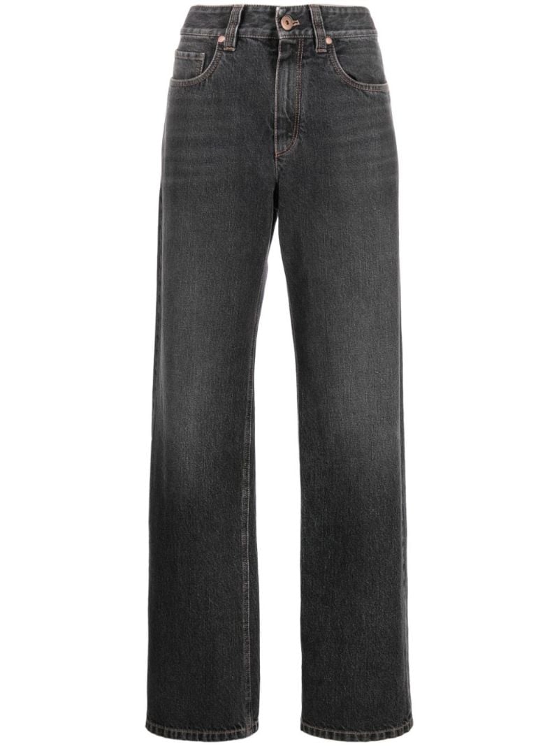 Grey High-rise Wide-leg Jeans